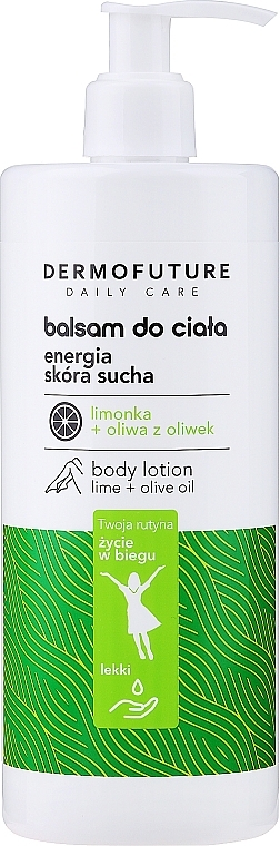 PREZENT! Energetyzujący balsam do skóry suchej z limonką i oliwą z oliwek - Dermofuture Daily Care Body Lotion Energy Lime + Olive Oil — Zdjęcie N1