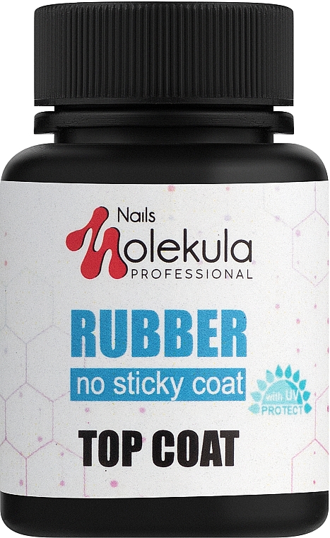 Gumowy top do lakieru hybrydowego - Nails Molekula Top Coat Rubber No Sticky — Zdjęcie N1