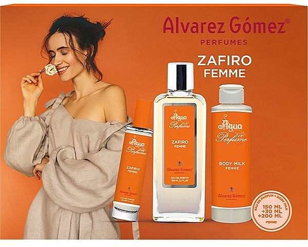 Alvarez Gomez Agua de Perfume Zafiro - Zestaw (edt 150 ml + edt 30 ml + b/milk 200 ml)