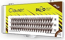 Sztuczne rzęsy, brązowe, 8, 10, 12 mm, krzywa C, 20D - Clavier Du2o Brown Mix — Zdjęcie N1