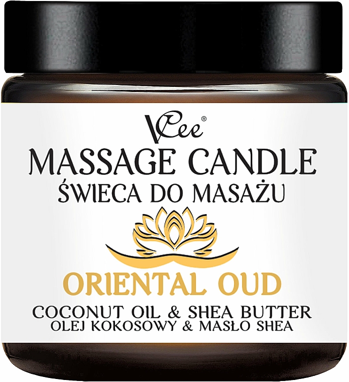 Świeca do masażu Orientalny oud - VCee Massage Candle Oriental Oud Coconut Oil & Shea Butter — Zdjęcie N1