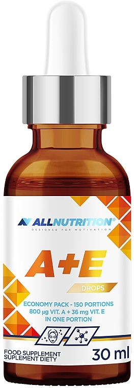 Witamina A+E w kroplach - Allnutrition Vitamin A+E Drops  — Zdjęcie N1