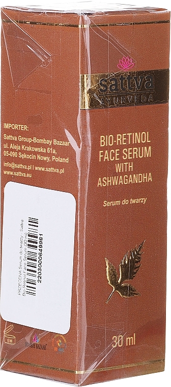 PRZECENA! Serum do twarzy - Sattva Bio-Retinol Face Serum  * — Zdjęcie N1