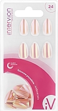 Zestaw sztucznych paznokci, Stilletto Light Pink Holo - Inter-Vion Artifical Nails — Zdjęcie N1