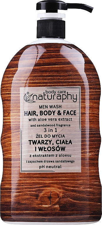 Żel do mycia twarzy, ciała i włosów dla mężczyzn z aloesem - Bluxcosmetics Naturaphy Men 