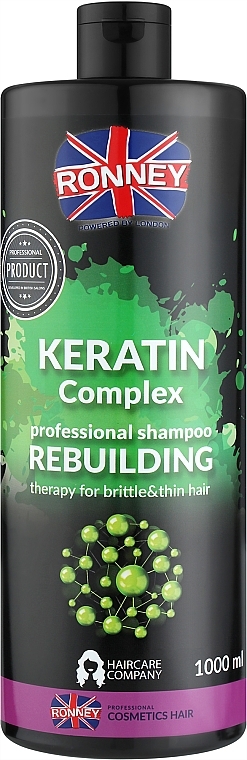 Odbudowujący szampon z kompleksem keratynowym do włosów kruchych i cienkich - Ronney Professional Keratin Complex Rebuilding Shampoo — Zdjęcie N1