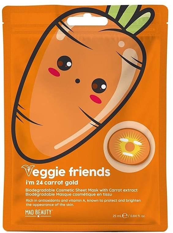 Maska na twarz z ekstraktem z marchwi - Mad Beauty Veggie Friends I'm 24 Carrot Gold — Zdjęcie N1