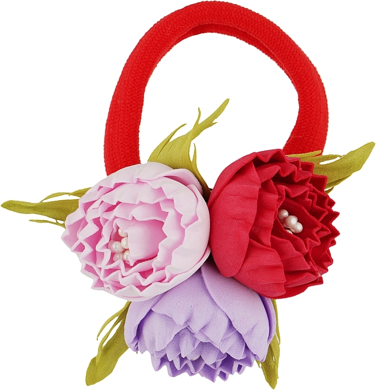 Gumka do włosów Czerwono-fioletowo-różowe kwiaty - Katya Snezhkova — Zdjęcie N1