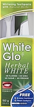 Zestaw z biało-zieloną szczoteczką do zębów - White Glo Herbal White Set (t/paste/100ml + t/brush/1pc + dental/flosser) — Zdjęcie N2