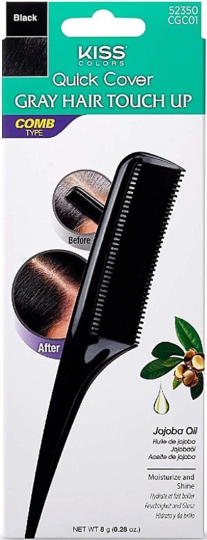 Grzebień do retuszu siwych włosów Czarny - Kiss Quick Cover Gray Hair Touch Up Comb Black — Zdjęcie N1