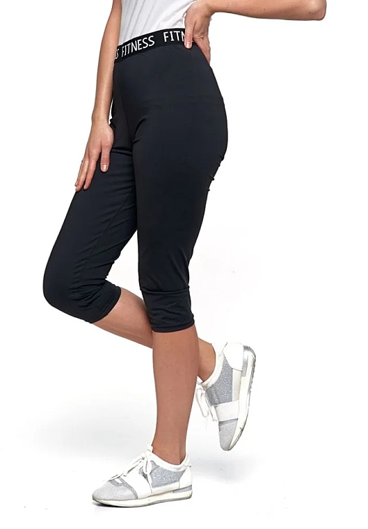 Damskie legginsy 3/4 Fitness, czarne - Moraj — Zdjęcie N1