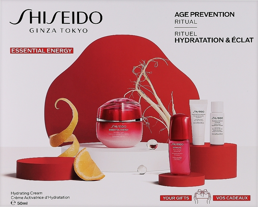 Zestaw - Shiseido Essential Energy Value Set (f/cr/50ml + foam/5ml + f/lot/7ml + conc/10ml) — Zdjęcie N1