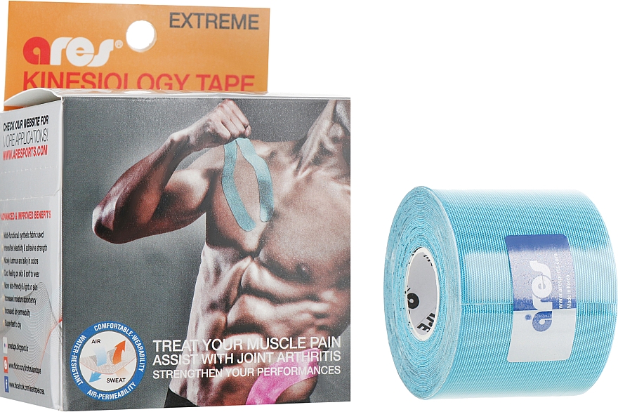 Taśma kinesio, błękitna - Ares Kinesio Tape Extreme — Zdjęcie N1