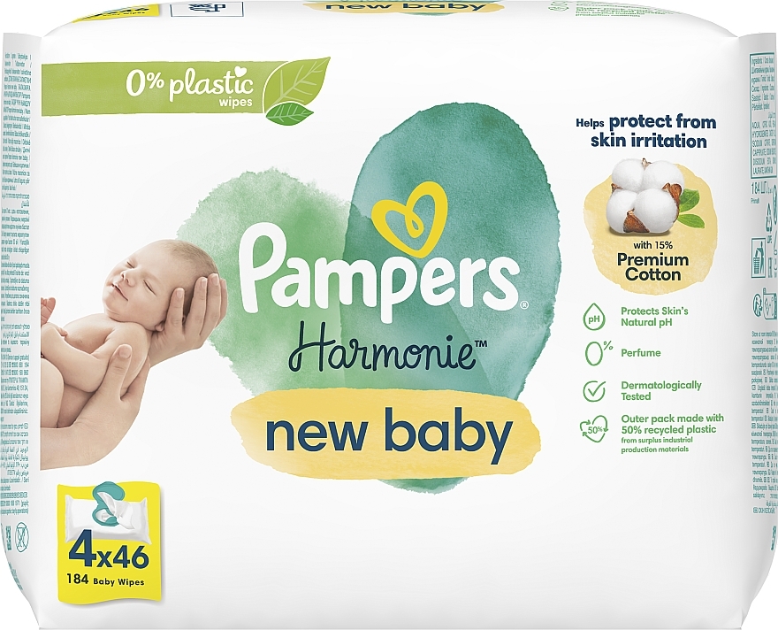 Chusteczki nawilżane dla niemowląt 4x46 szt. - Pampers New Baby Harmonie Body Wipes — Zdjęcie N8