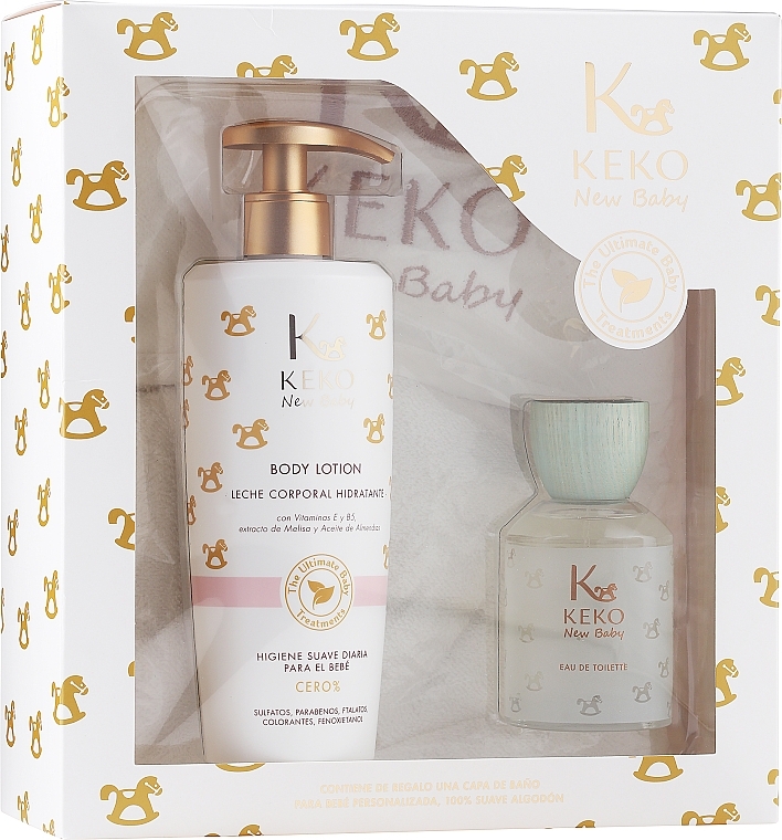 Keko New Baby The Ultimate Baby Treatments - Zestaw (b/lot/500ml + towel/1pc + edt/100ml) — Zdjęcie N1