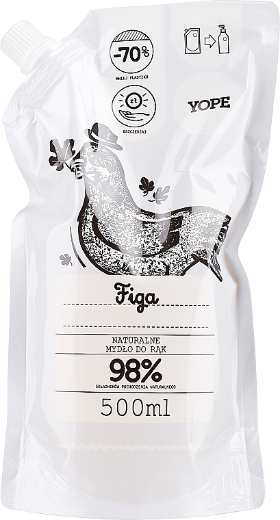 Naturalne mydło w płynie Figa (uzupełnienie) - Yope Fig Tree Natural Liquid Soap Refill Pack 98% — Zdjęcie N1