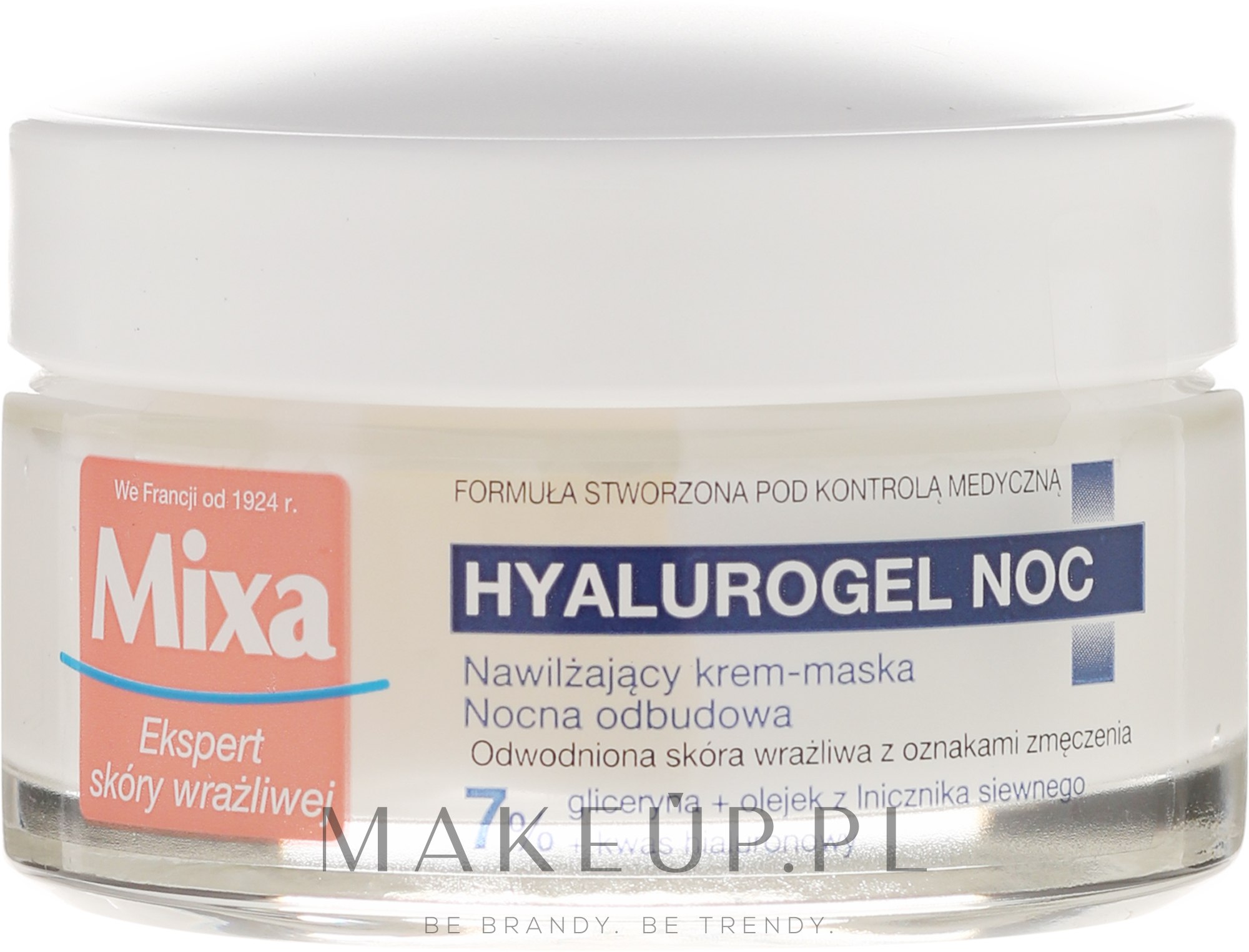 Intensywnie nawilżający krem-maska do cery suchej i wrażliwej Nocna odbudowa - Mixa Sensitive Skin Expert Night Hyalurogel — Zdjęcie 50 ml