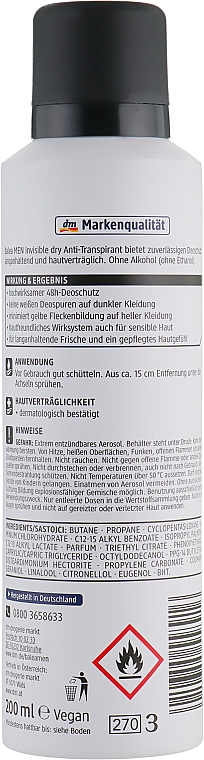 Dezodorant-antyperspirant w sprayu Invisible - Balea Men Invisible Dry Anti-Transpirant Deodorant — Zdjęcie N2