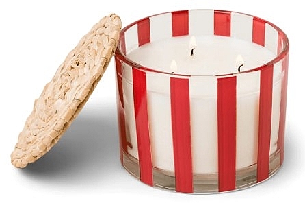 Świeca zapachowa w szkle, 3 knoty - Paddywax Al Fresco Striped Glass Candle Rosewood Vanilla — Zdjęcie N2