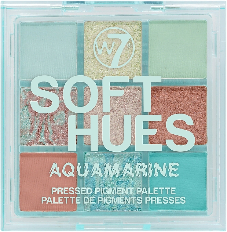Paletka cieni do powiek - W7 Soft Hues Aquamarine Pressed Pigment Palette