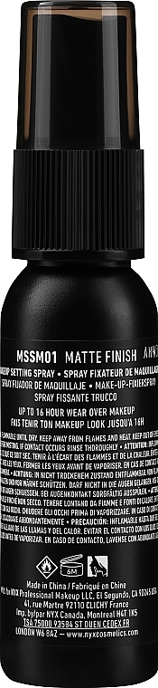 Utrwalacz makijażu z matowym wykończeniem - NYX Professional Makeup Matte Finish Long Lasting Setting Spray (miniprodukt) — Zdjęcie N2
