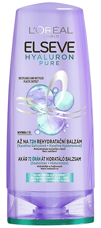 Rewitalizujący balsam do włosów z kwasem salicylowym i hialuronowym - L'Oreal Paris Elseve Hyaluron Pure  — Zdjęcie N1