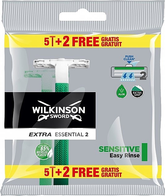 Jednorazowe maszynki 5 + 2 szt. - Wilkinson Sword Extra 2 Essential Sensitive — Zdjęcie N1