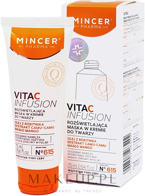 Rozświetlająca maska w kremie do twarzy - Mincer Pharma Vita C Infusion N°615 Mask — Zdjęcie 75 ml