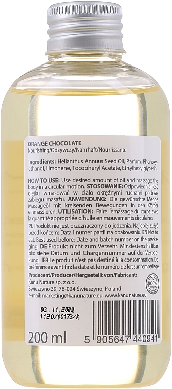 Pomarańczowo-czekoladowy olejek do ciała - Kanu Nature Orange Chocolate Massage Oil — Zdjęcie N2