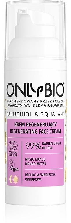 Rewitalizujący krem do twarzy dla skóry wrażliwej - Only Bio Bakuchiol & Squalane Regenerating Cream — Zdjęcie N1