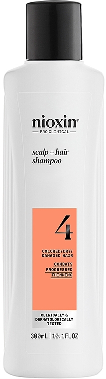 Szampon do skóry głowy i włosów farbowanych - Nioxin Pro Clinical System 4 Scalp + Hair Thickening Shampoo — Zdjęcie N1