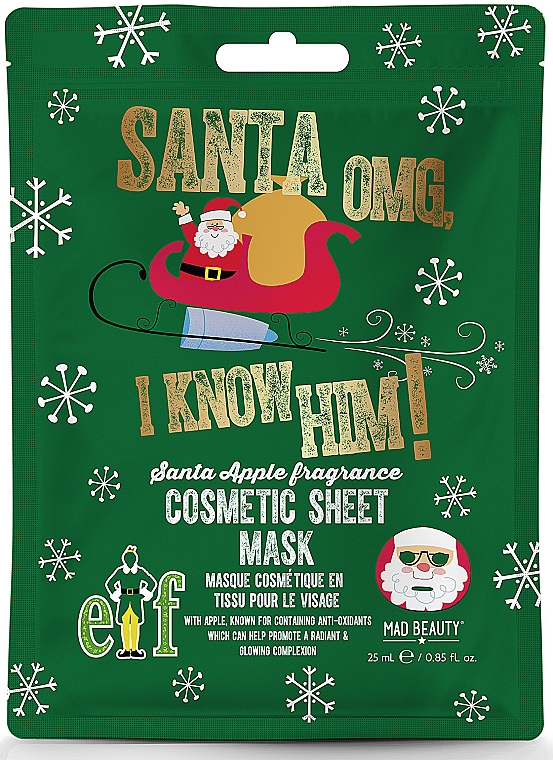 Rozjaśniająca maska na twarz - Mad Beauty Elf Santa Cosmetic Sheet Mask — Zdjęcie N1