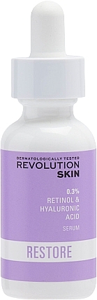 Serum do twarzy z retinolem, witaminami i kwasem hialuronowym - Revolution Skincare 0.3% Retinol with Vitamins & Hyaluronic Acid Restore Serum — Zdjęcie N1