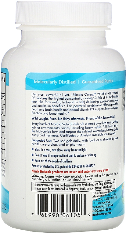 Suplement diety Omega 2x+Witamina D3 o smaku cytrynowym - Nordic Naturals Omega 2X Mini With Vitamin D3 — Zdjęcie N4