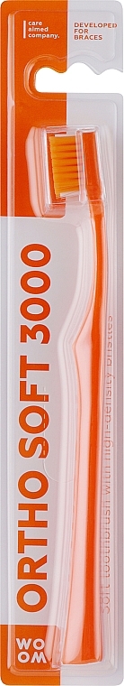Ortodontyczna miękka szczoteczka do zębów, pomarańczowa - Woom Ortho Soft 3000 Toothbrush — Zdjęcie N1