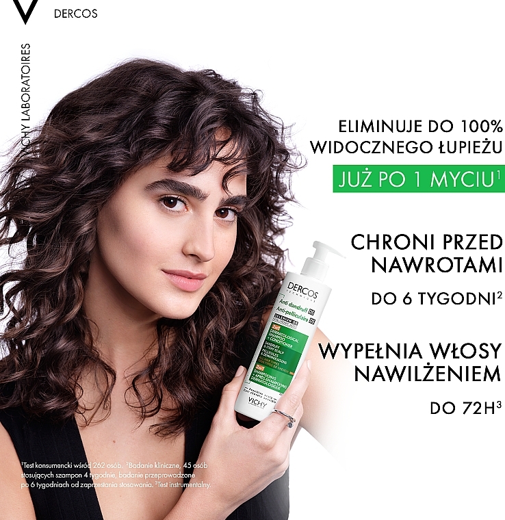 Odżywka dermatologiczna 2 w 1 przeciwłupieżowa do wszystkich rodzajów włosów i podrażnionej skóry głowy - Vichy Dercos 2in1 Shampoo — Zdjęcie N4