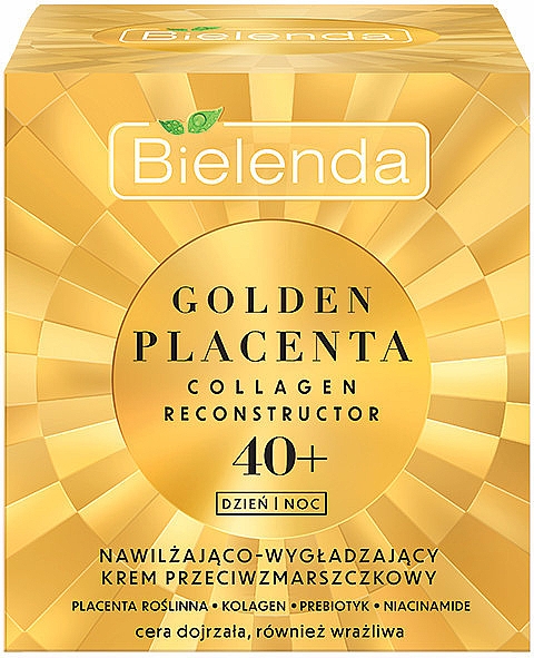 Nawilżająco-wygładzający krem przeciwzmarszczkowy do twarzy 40+ - Bielenda Golden Placenta Collagen Reconstructor — Zdjęcie N2
