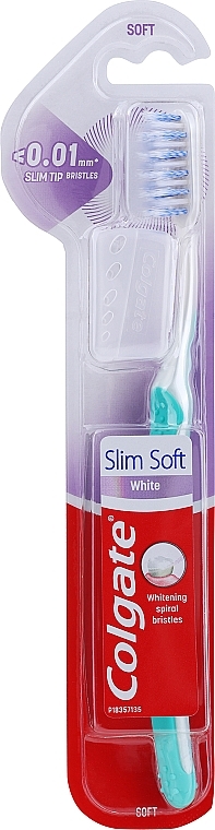 Szczoteczka do zębów, miękka, turkusowa - Colgate Slim Soft White 0.01 mm — Zdjęcie N1