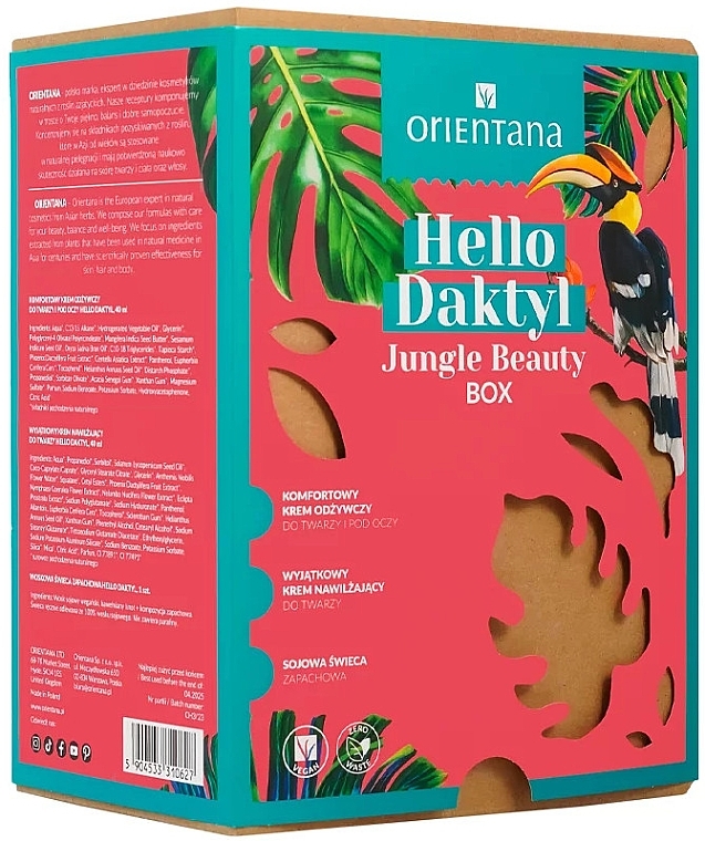 Zestaw - Orientana Hello Daktyl Jungle Beauty Box (cr/40ml + eye/cr/40ml + candle/1pcs) — Zdjęcie N2