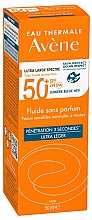 Bezzapachowy fluid do twarzy z filtrem przeciwsłonecznym - Avene Eau Thermale Fragrance-Free Fluid SPF 50+ — Zdjęcie N2