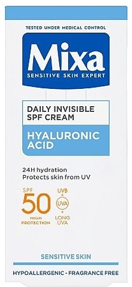 Codzienny krem nawilżający - Mixa Hyaluronic Acid Daily Invisible SPF50 Cream — Zdjęcie N2