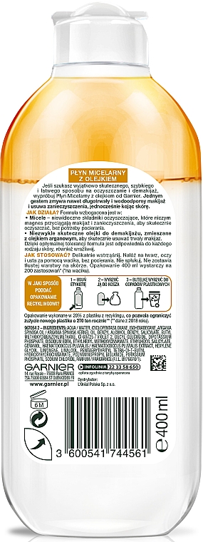 Płyn micelarny z olejkiem arganowym, dwufazowy - Garnier Skin Naturals — Zdjęcie N4