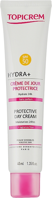 Ochronny krem ​​na dzień SPF50 - Topicrem Hydra + Protective Day Cream SPF50