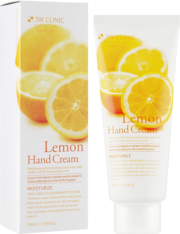 Nawilżający krem do rąk z ekstraktem z cytryny - 3W Clinic Lemon Hand Cream — Zdjęcie N1