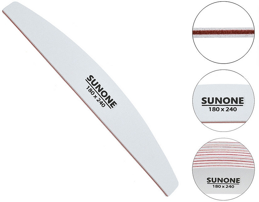 Pilnik do paznokci 180/240, półksiężyc, biały - Sunone Nail File — Zdjęcie N2