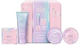 Zestaw - Baylis & Harding Jojoba, Vanilla & Almond Oil Luxury Pamper Tin Gift Set (sh/cr/50ml + soap/50g + b/butter/50ml + h/cr/50ml) — Zdjęcie N1