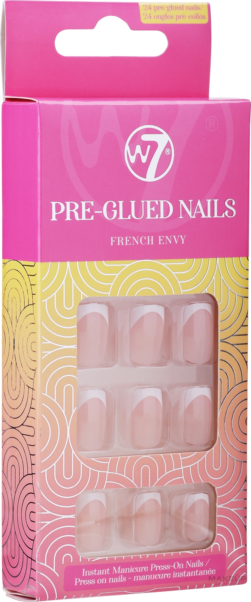 PRZECENA! Zestaw sztucznych paznokci - W7 False Nails Pre-Glued Nails * — Zdjęcie French Envy