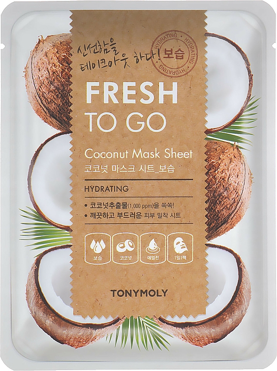 Nawilżająca maska na tkaninie do twarzy Kokos - Tony Moly Fresh To Go Coconut Mask Sheet Hydrating — Zdjęcie N1