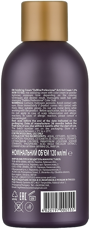 Emulsja utleniająca 1,9% - Demira Professional Acti-Vol Cream — Zdjęcie N3