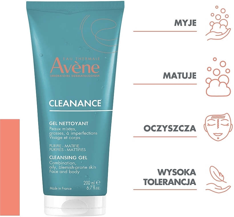 Oczyszczający żel do cery tłustej i trądzikowej - Avene Cleanance Cleansing Gel (tubka) — Zdjęcie N4